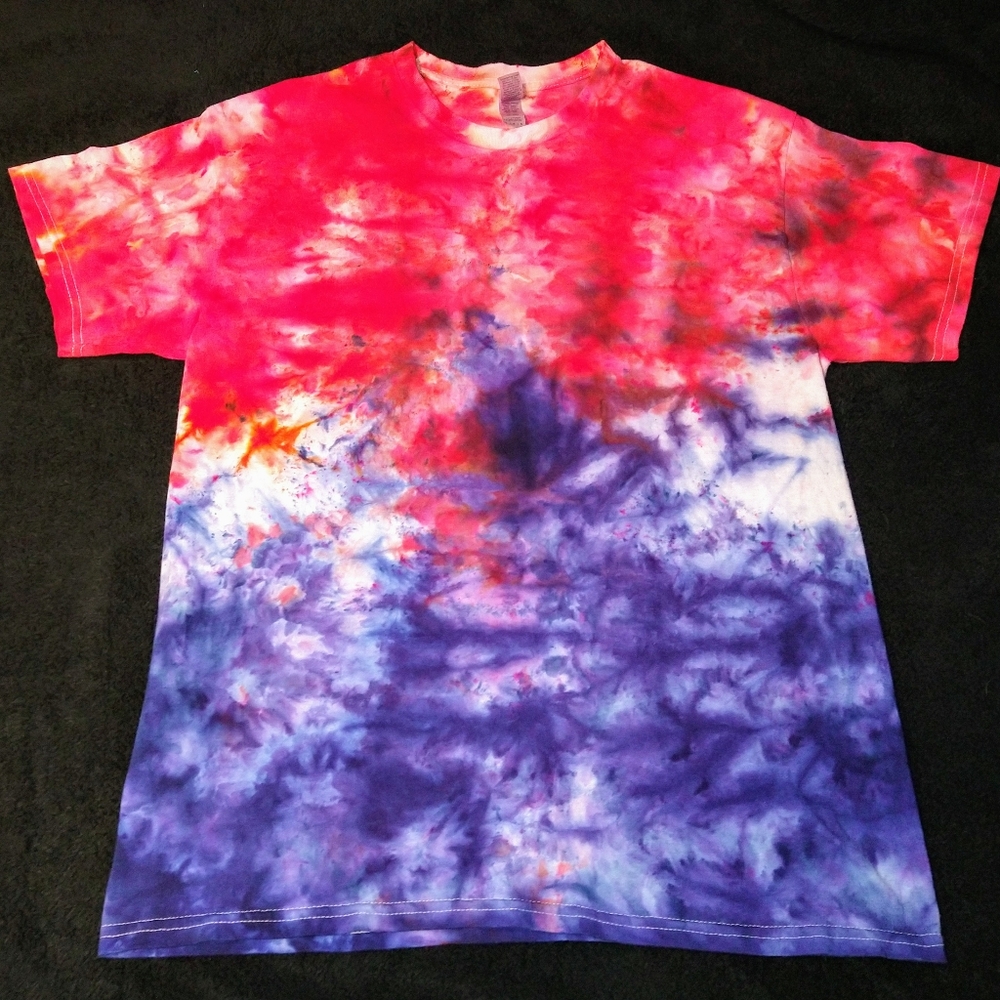 Red And Blue Ice Dye Tie Dye T Shirt ~ Sz L